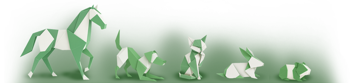 Origamifiguren - Pferde, Hunde, Katzen, Kaninchen, Meerschweinchen